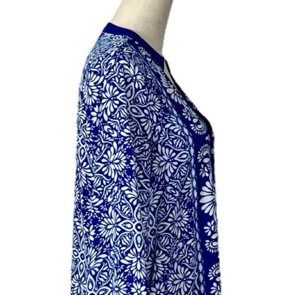 Zara Dress V-neck Button Front Long Sleeve Blue White Floral Women’s Size Small - Picture 7 of 12